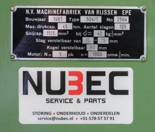Rijva excenterpers type 504/1 (gereviseerd) - Afbeelding 7