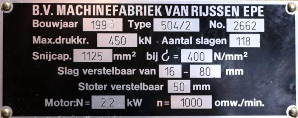 Rijva excenterpers type 504/2 - Afbeelding 6