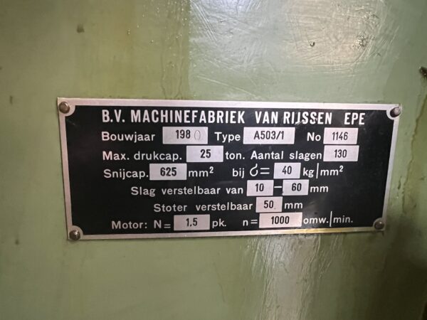 Rijva excenterpers type A503/1 - Afbeelding 2
